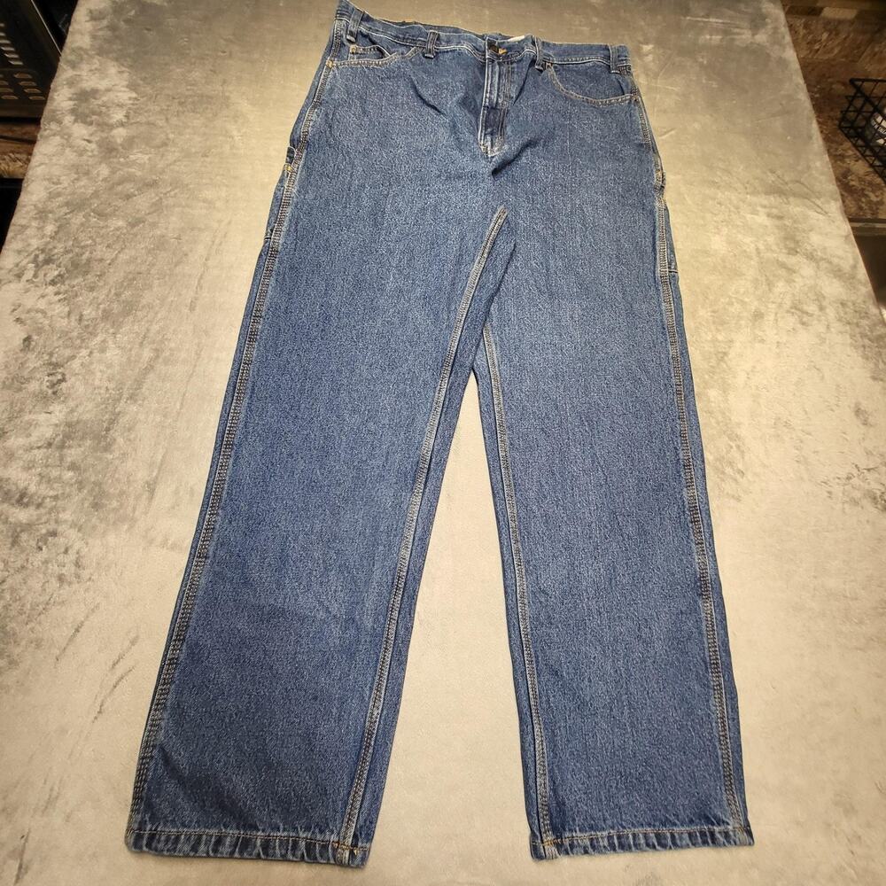Berne Jeans Jeans Mens 40x32 Blue Medium Wash Straight Relaxed Denim Pockets